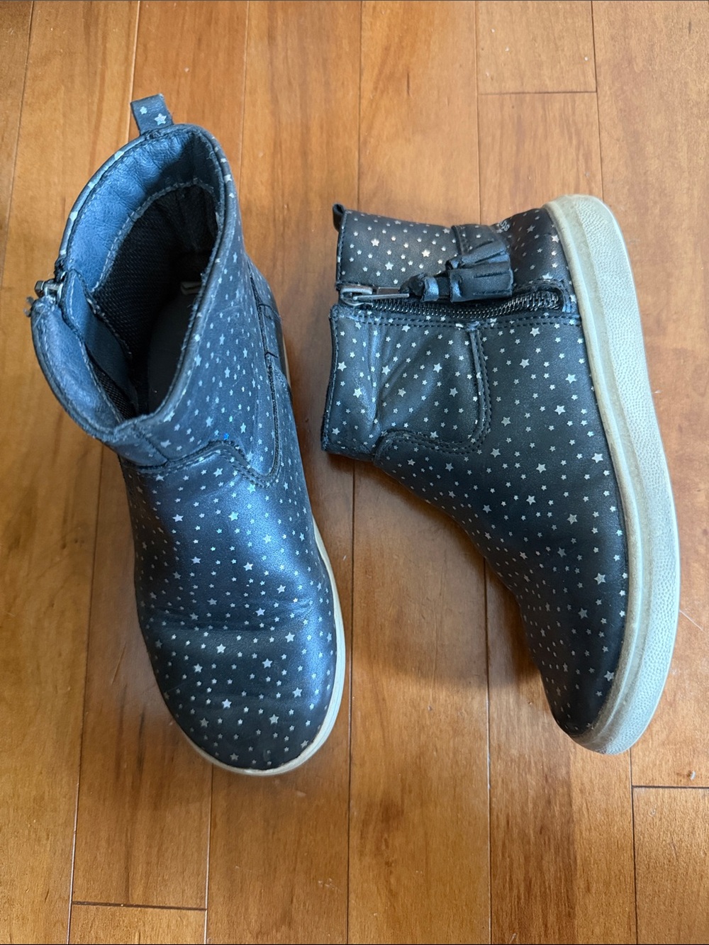 Stride Rite Soft Black & Grey Star-Print Ankle Boots